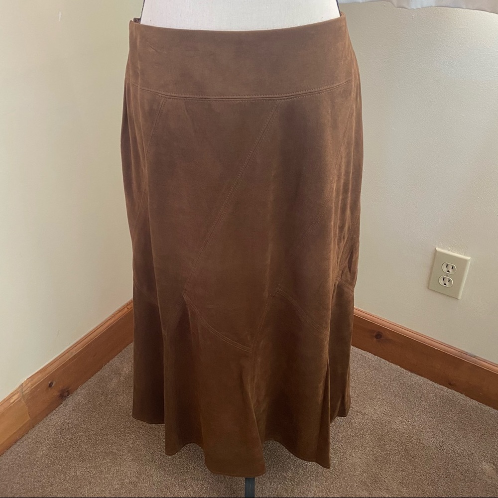 Katherine Barclay Brown Faux Suede Skirt - Size 8
